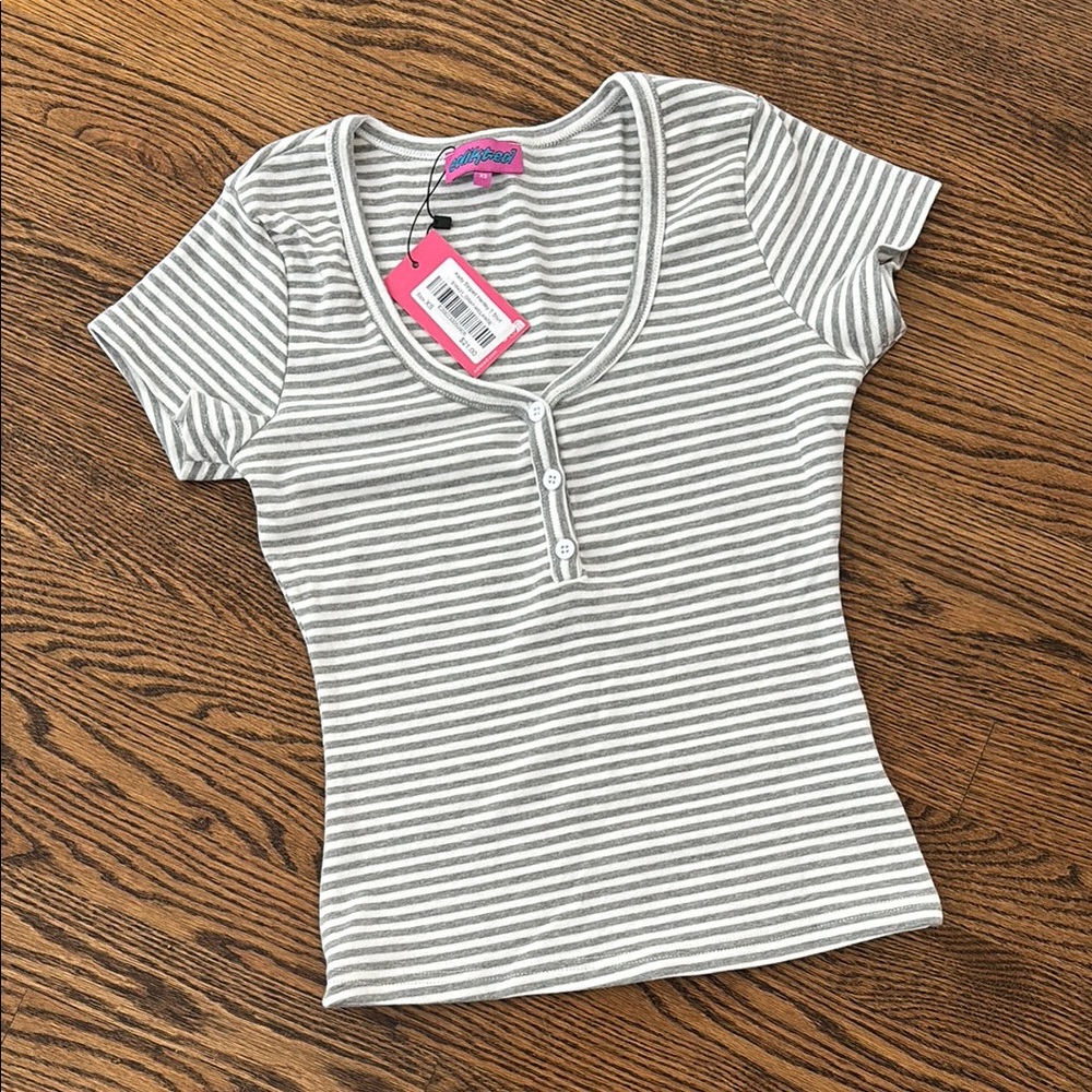 Edikted XS Gray Striped Women Top NWT